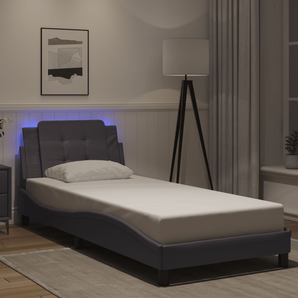 Bed Frame with LED without Mattress "Zadar" Grey 90x200 cm