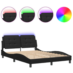 Bed Frame with LED without Mattress "Zadar" Black 140x200 cm