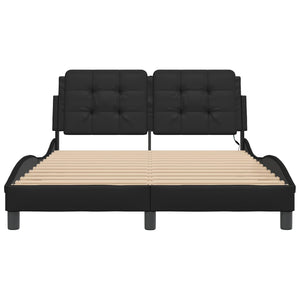 Bed Frame with LED without Mattress "Zadar" Black 140x200 cm