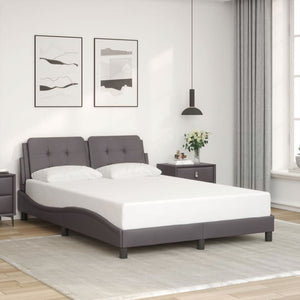 Bed Frame with LED without Mattress "Zadar" Grey 140x200 cm