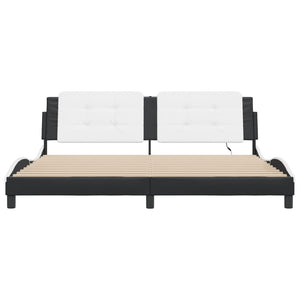 Bed Frame with LED without Mattress "Zadar" Black and White 200x200 cm