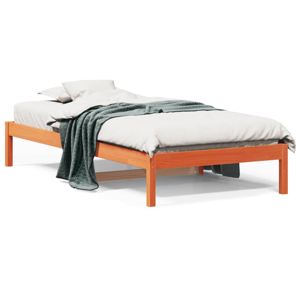 Dagbädd utan madrass vaxad brun 90x190 cm massiv furu