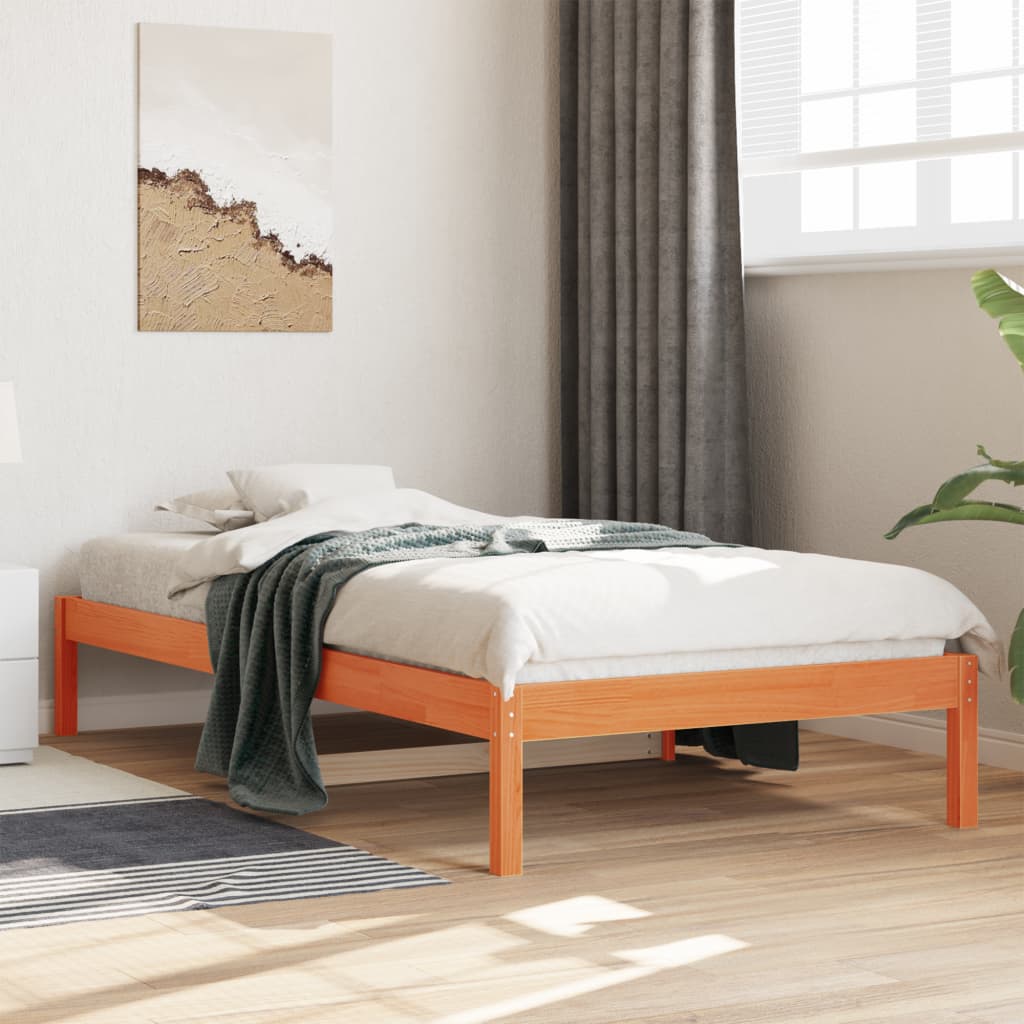 Dagbädd utan madrass vaxad brun 90x190 cm massiv furu