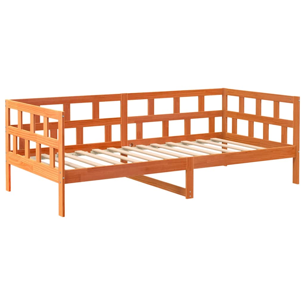 Dagbädd utan madrass vaxad brun 90x200 cm massiv furu