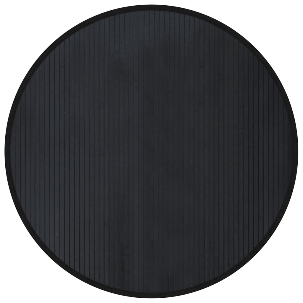 Matta rund svart 100 cm bambu