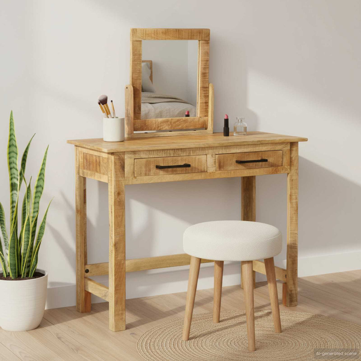 Smyckebord med låda Brun 100 x 40 x 120 cm Massivt mangoträ