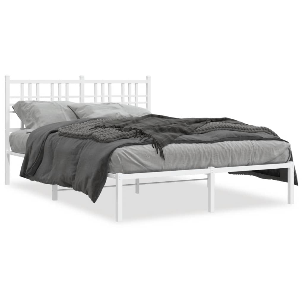 Sängram med huvudgavel metall vit 140x190 cm