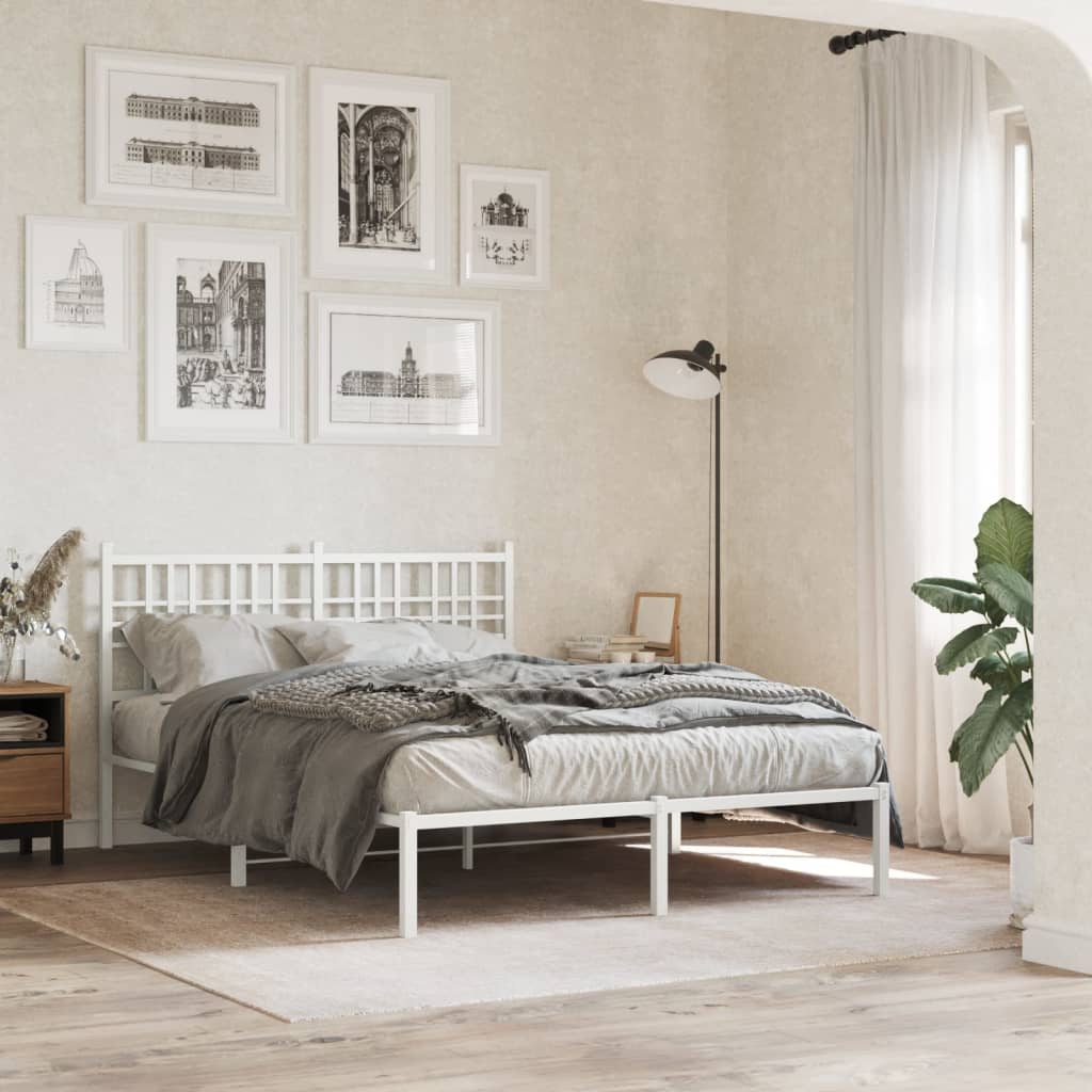 Sängram med huvudgavel metall vit 140x190 cm