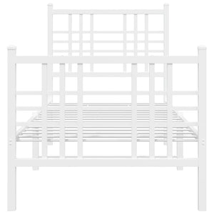 Sängram med huvudgavel och fotgavel vit metall 80x200 cm