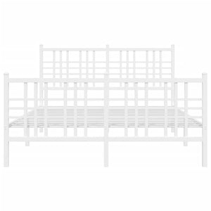 Sängram med huvudgavel och fotgavel vit metall 120x200 cm