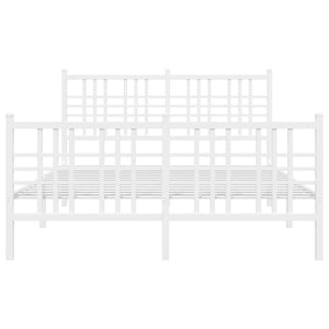 Sängram med huvudgavel och fotgavel vit metall 137x190 cm