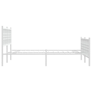 Sängram med huvudgavel och fotgavel vit metall 140x190 cm