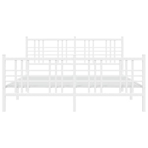 Sängram med huvudgavel och fotgavel vit metall 150x200 cm