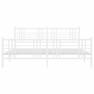 Sängram med huvudgavel och fotgavel vit metall 180x200 cm