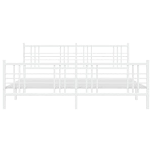 Sängram med huvudgavel och fotgavel vit metall 183x213 cm