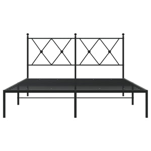 Sängram med huvudgavel metall svart 140x190 cm