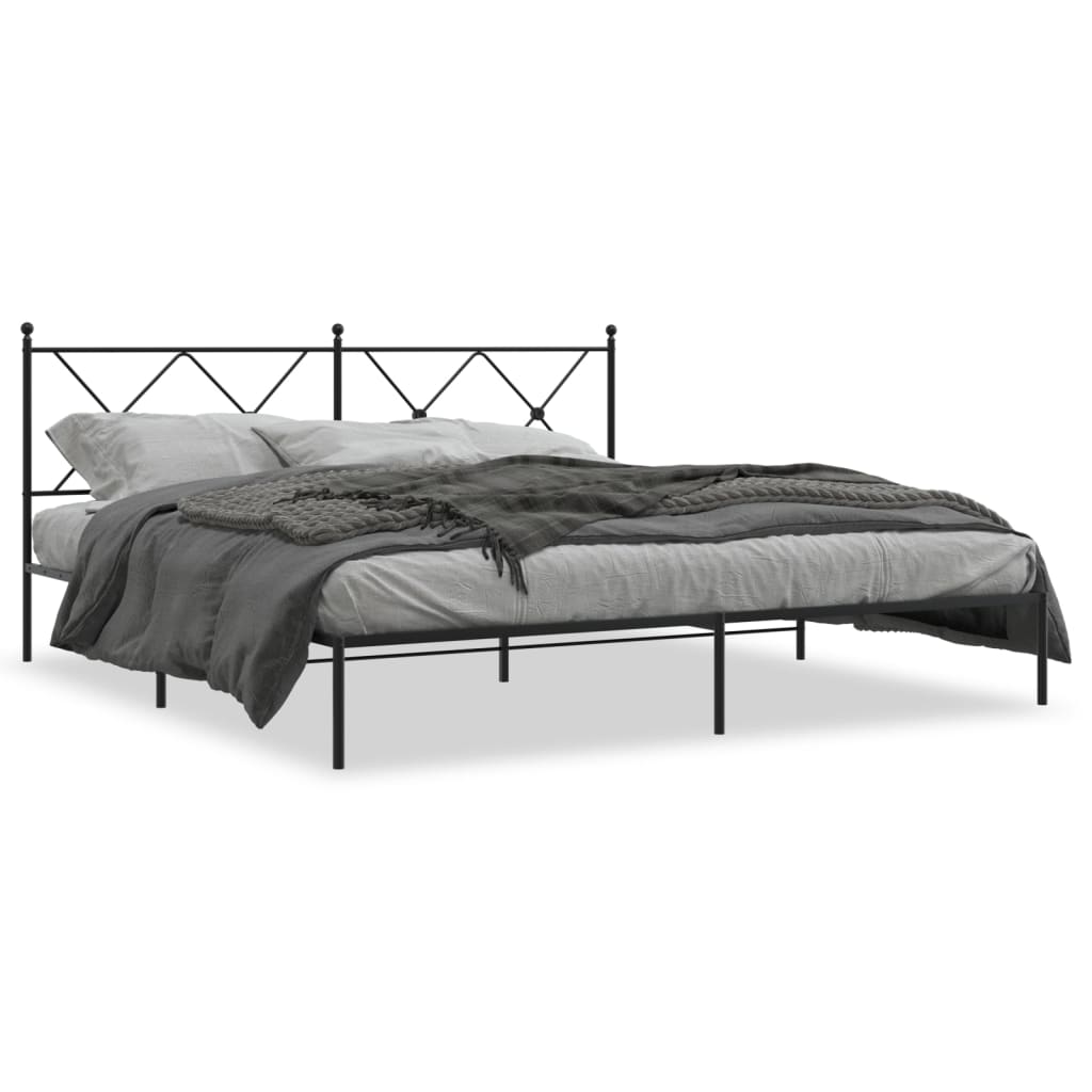 Sängram med huvudgavel metall svart 183x213 cm