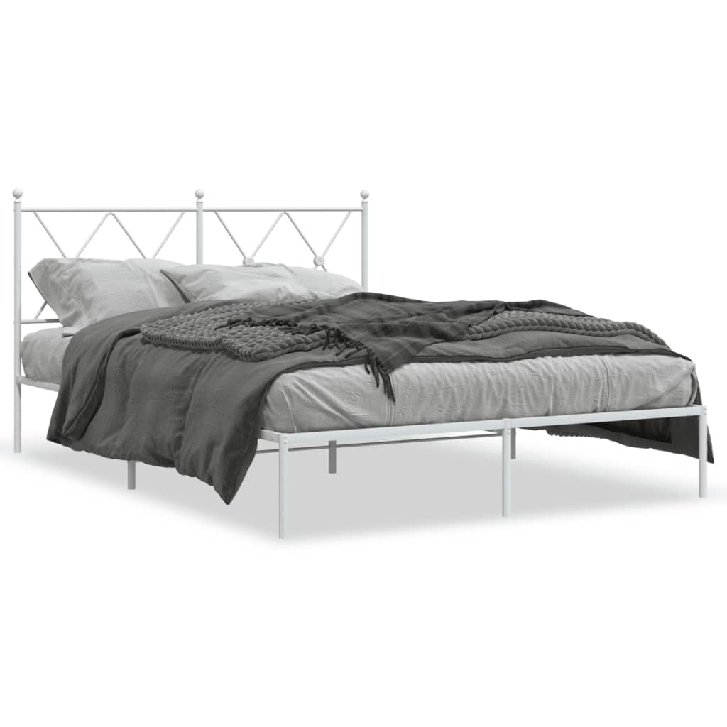 Sängram med huvudgavel metall vit 135x190 cm