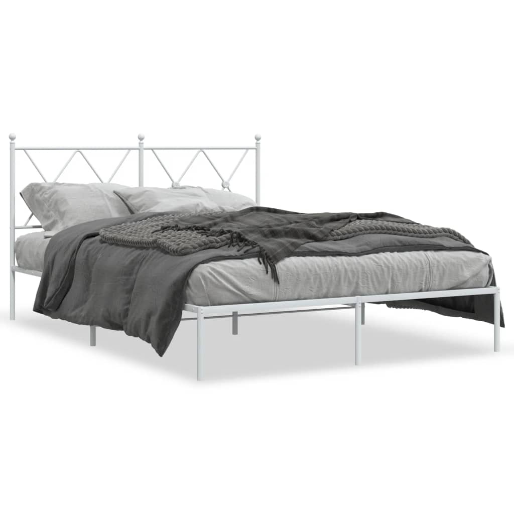 Sängram med huvudgavel metall vit 140x190 cm