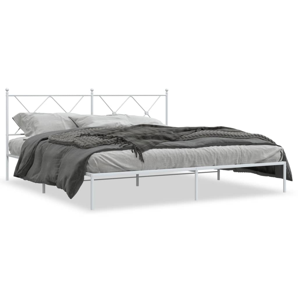 Sängram med huvudgavel metall vit 183x213 cm