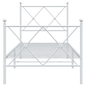 Sängram med huvudgavel och fotgavel vit metall 75x190 cm