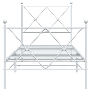 Sängram med huvudgavel och fotgavel vit metall 80x200 cm