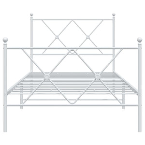 Sängram med huvudgavel och fotgavel vit metall 90x190 cm