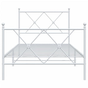 Sängram med huvudgavel och fotgavel vit metall 90x200 cm