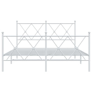 Sängram med huvudgavel och fotgavel vit metall 140x200 cm