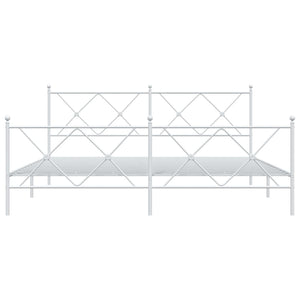 Sängram med huvudgavel och fotgavel vit metall 183x213 cm