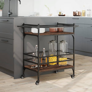 Köksvagn brun ek 82x40x78,5 cm konstruerat trä