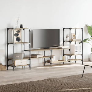 Tv-bänk rökfärgad ek 206,5x28,5x95 cm konstruerat trä