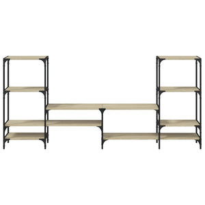 Tv-bänk rökfärgad ek 206,5x28,5x95 cm konstruerat trä