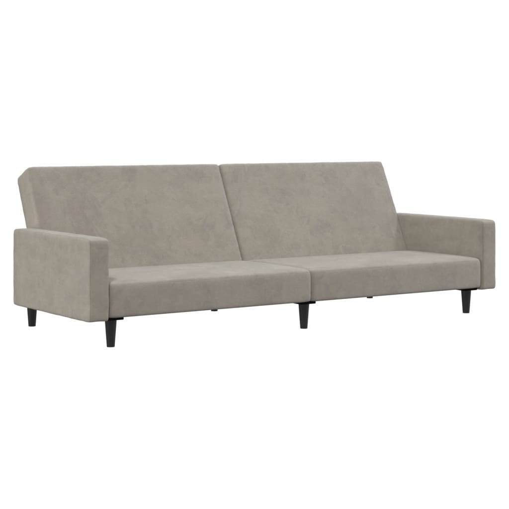 Bäddsoffa 2-sits ljusgrå sammet