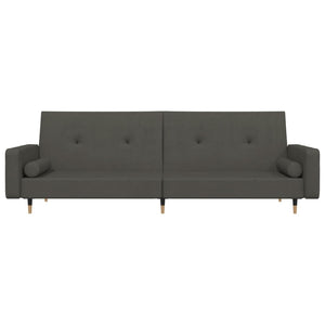 Bäddsoffa 2-sits med två kuddar mörkgrå sammet