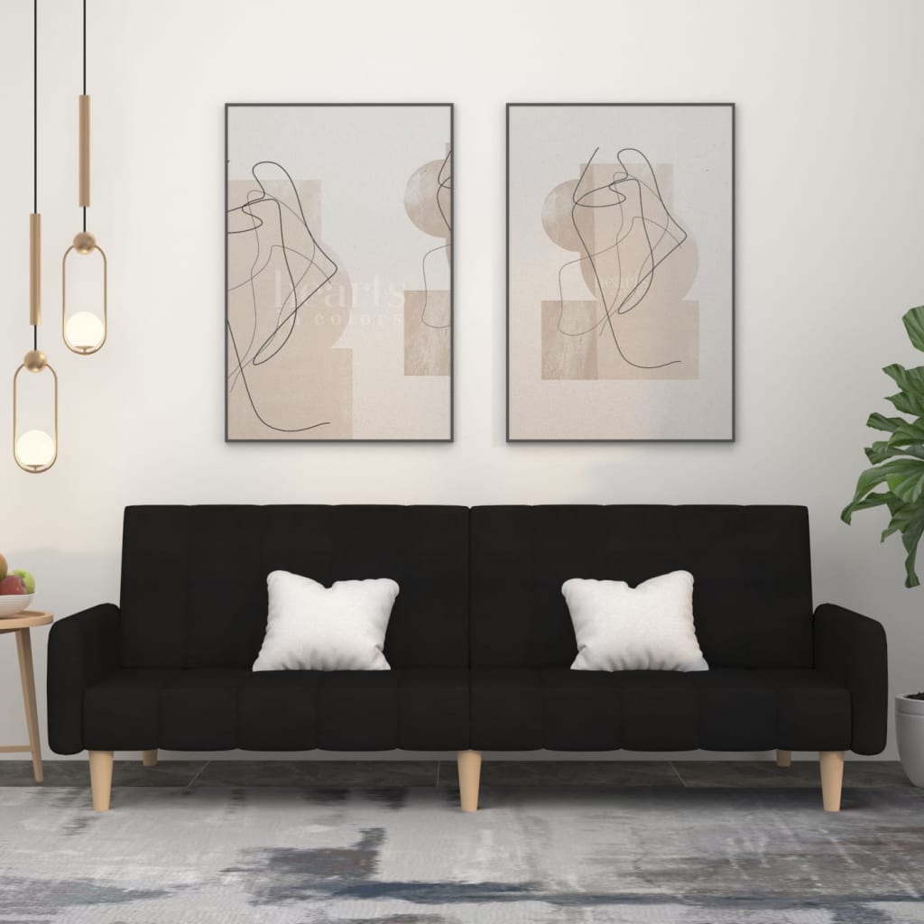 Bäddsoffa 2-sits svart tyg