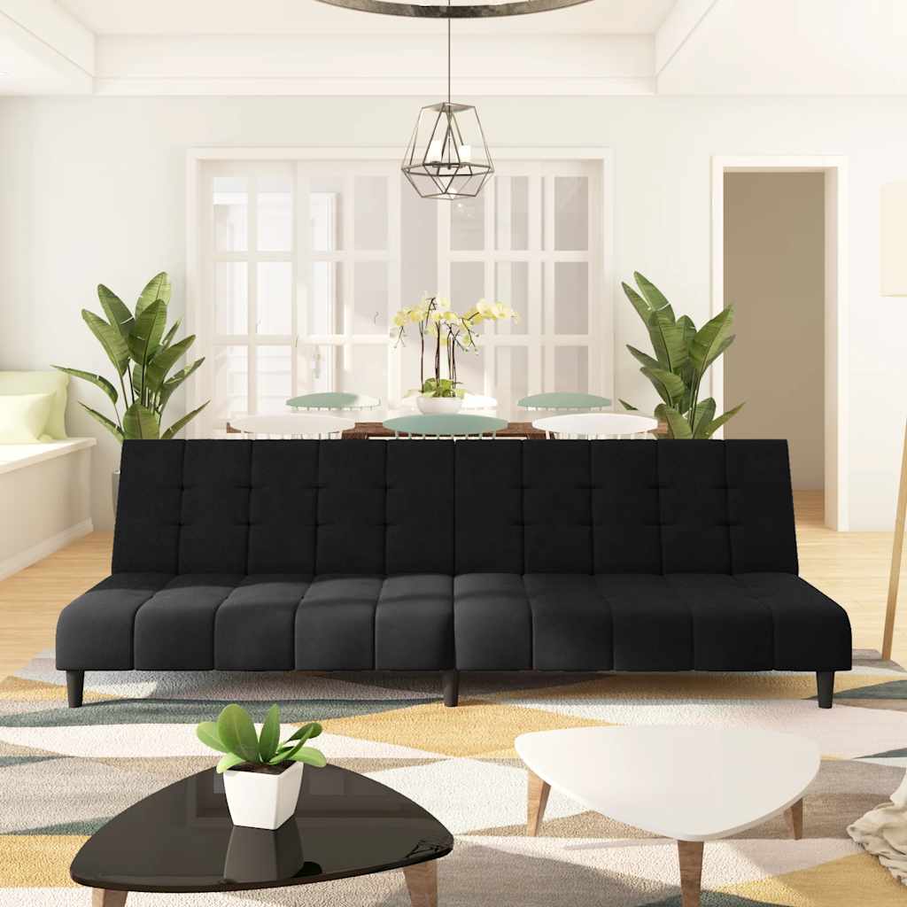Bäddsoffa 2-sits svart sammet