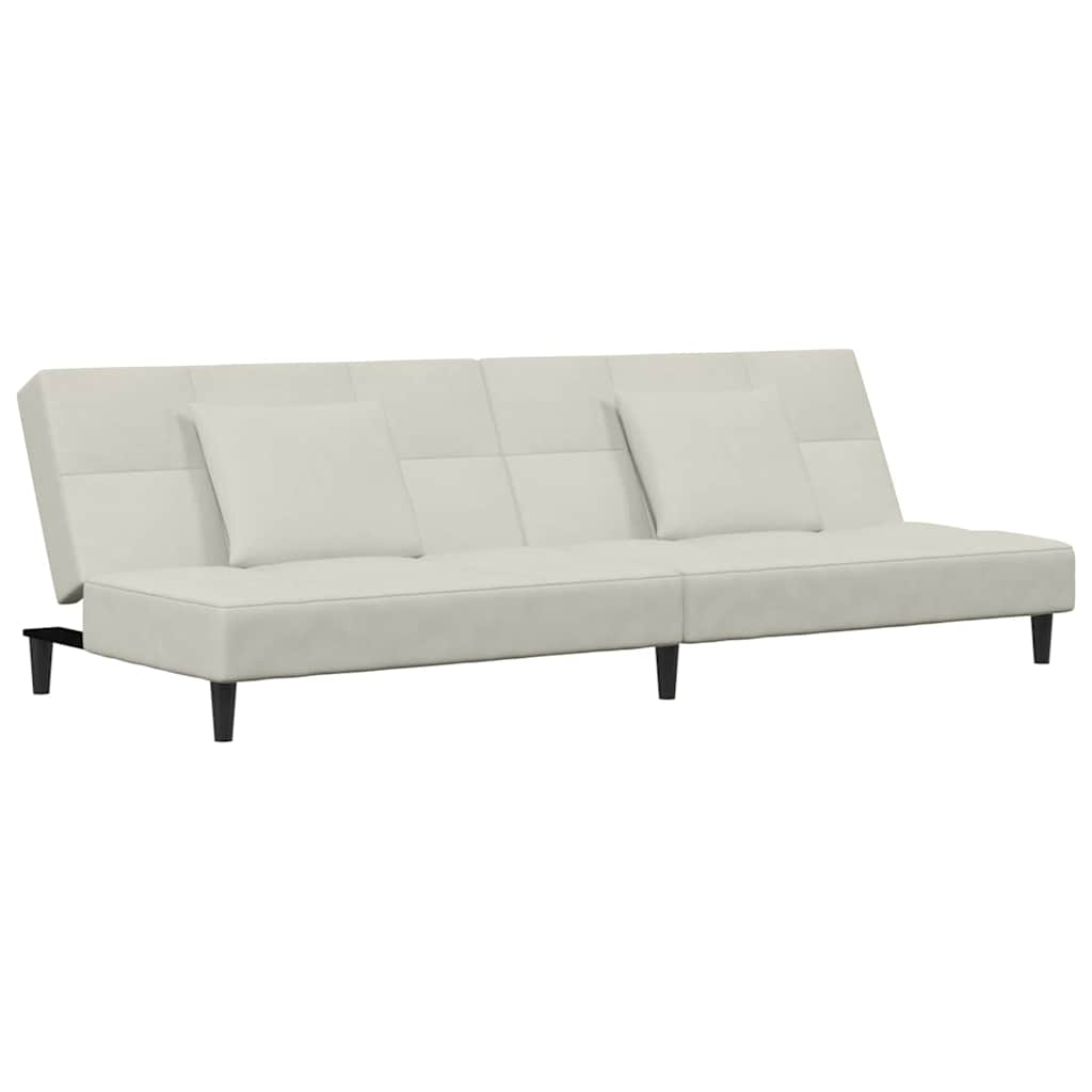 Bäddsoffa 2-sits med två kuddar gräddvit sammet