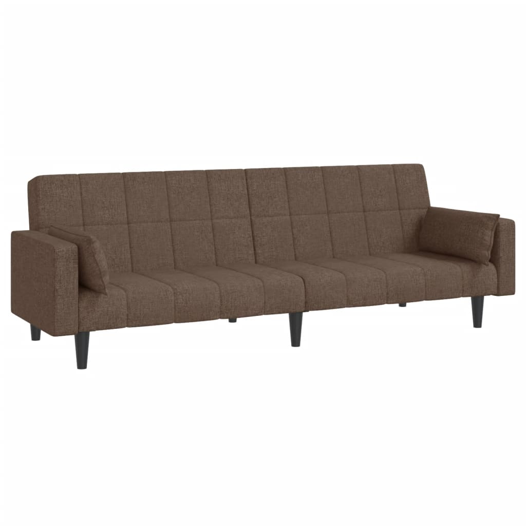 Bäddsoffa 2-sits med två kuddar taupe tyg