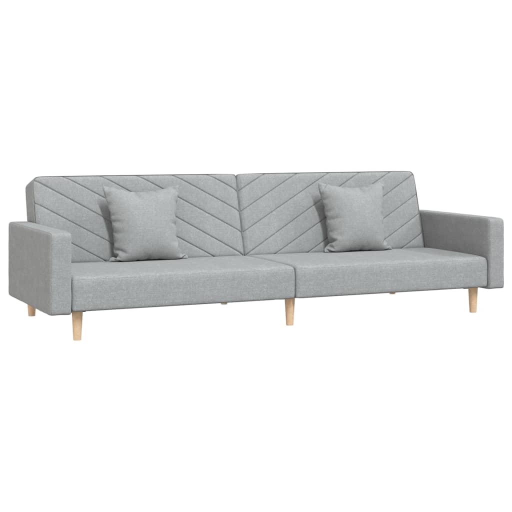Bäddsoffa 2-sits med två kuddar ljusgrå tyg
