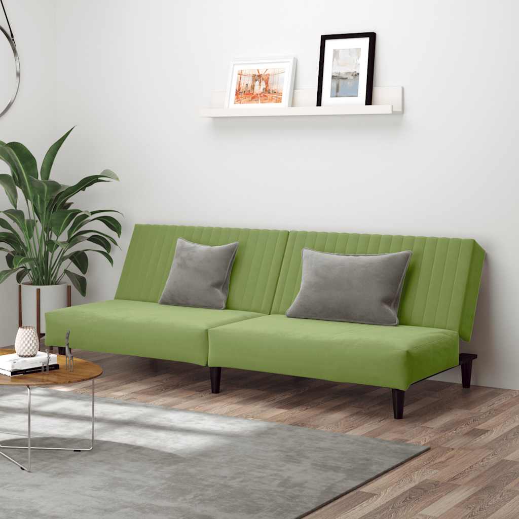 Bäddsoffa 2-sits ljusgrön sammet