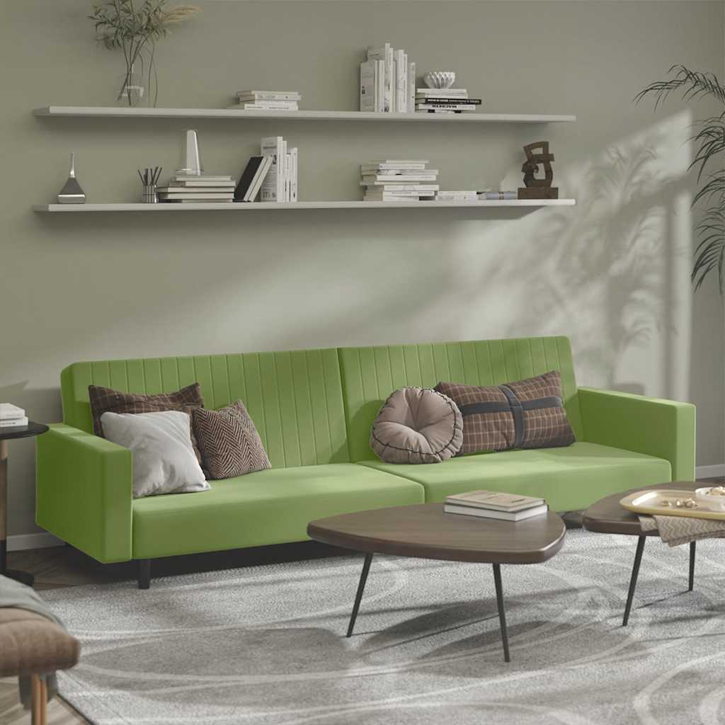 Bäddsoffa 2-sits ljusgrön sammet