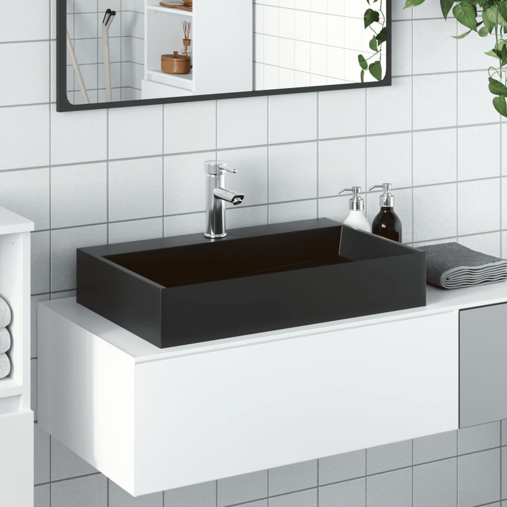 Handfat 60x38x11 cm mineralgjuten/marmor matt svart