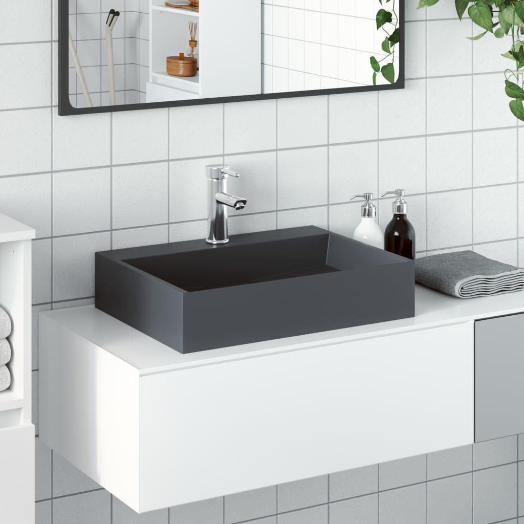 Handfat 50x38x11 cm mineralgjuten/marmor antracit