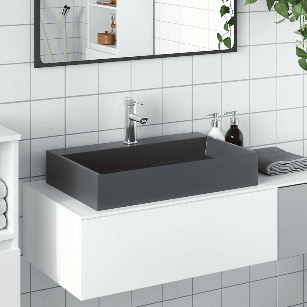 Handfat 60x38x11 cm mineralgjuten/marmor antracit