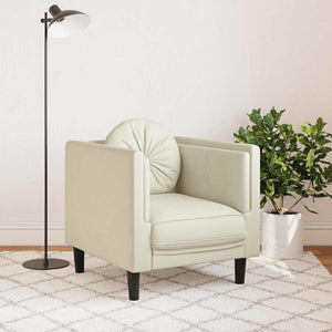 Fåtölj med sittdyna gräddvit sammet