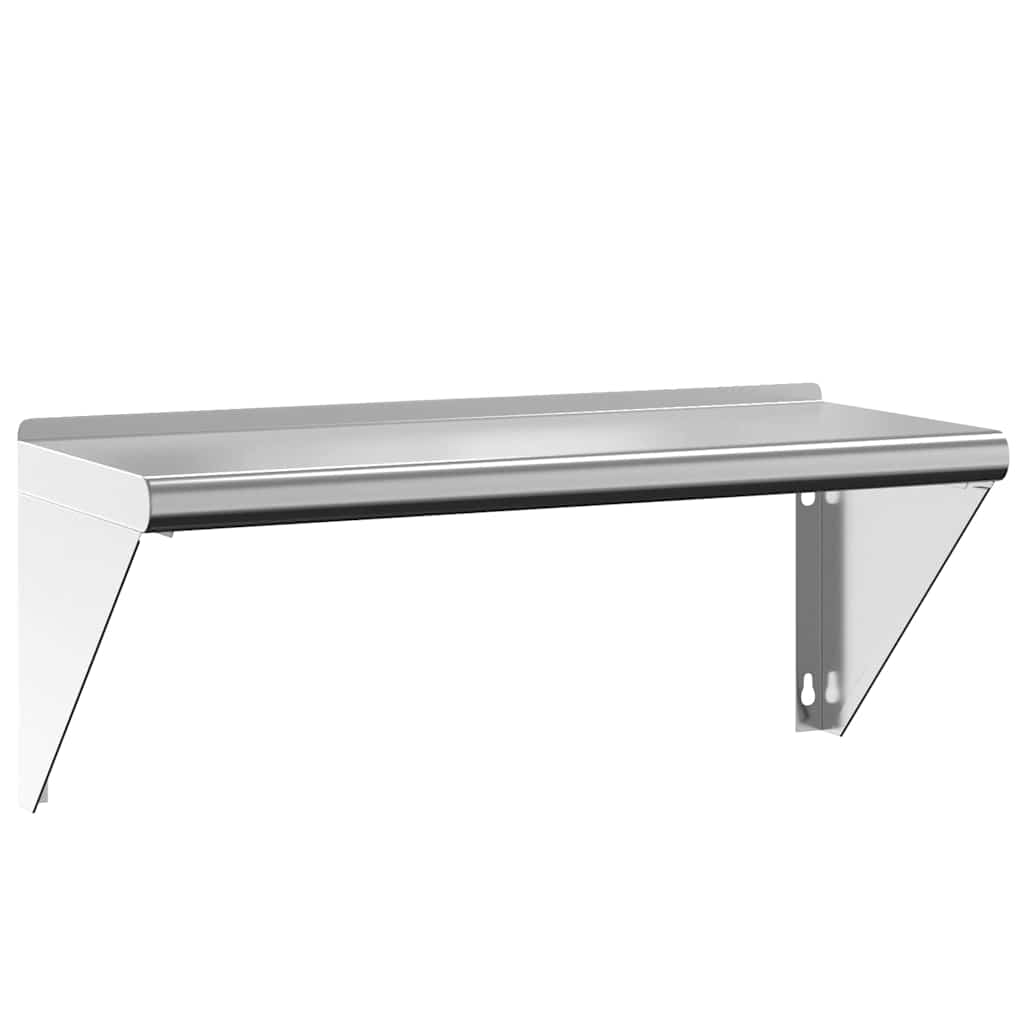 Vägghylla 75x30x31 cm silver rostfritt stål