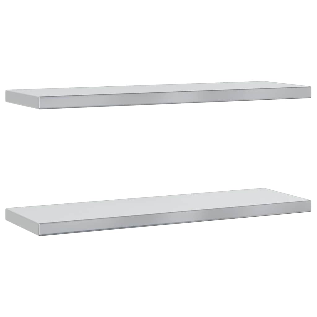 Vägghyllor 2 st 75x23,5 cm silver rostfritt stål
