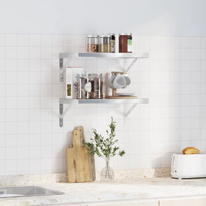 Vägghyllor 2 st 50x30x3 cm silver rostfritt stål