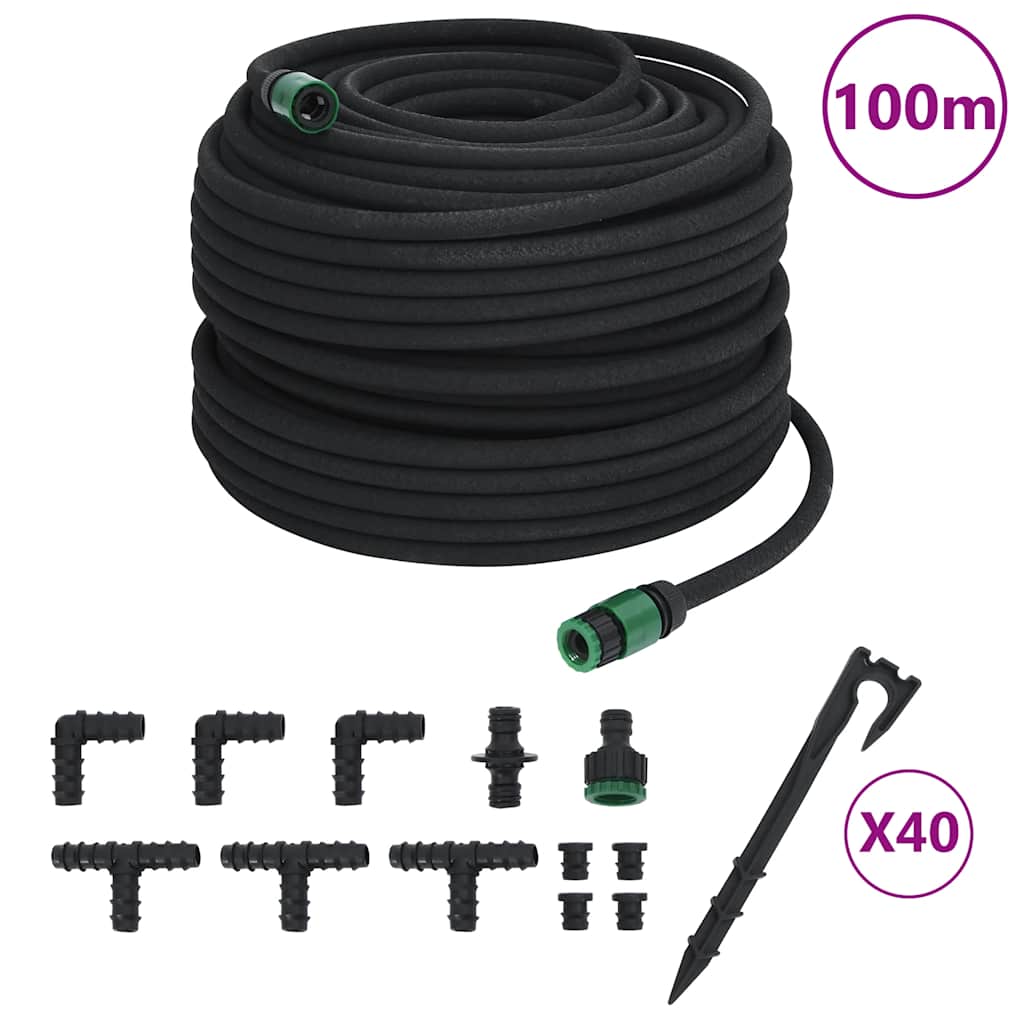Fuktslang svart 0,6" 100 m gummi